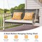 Costway 2-Person Patio Rattan Hanging Swing Chair Porch Loveseat Cushion Off